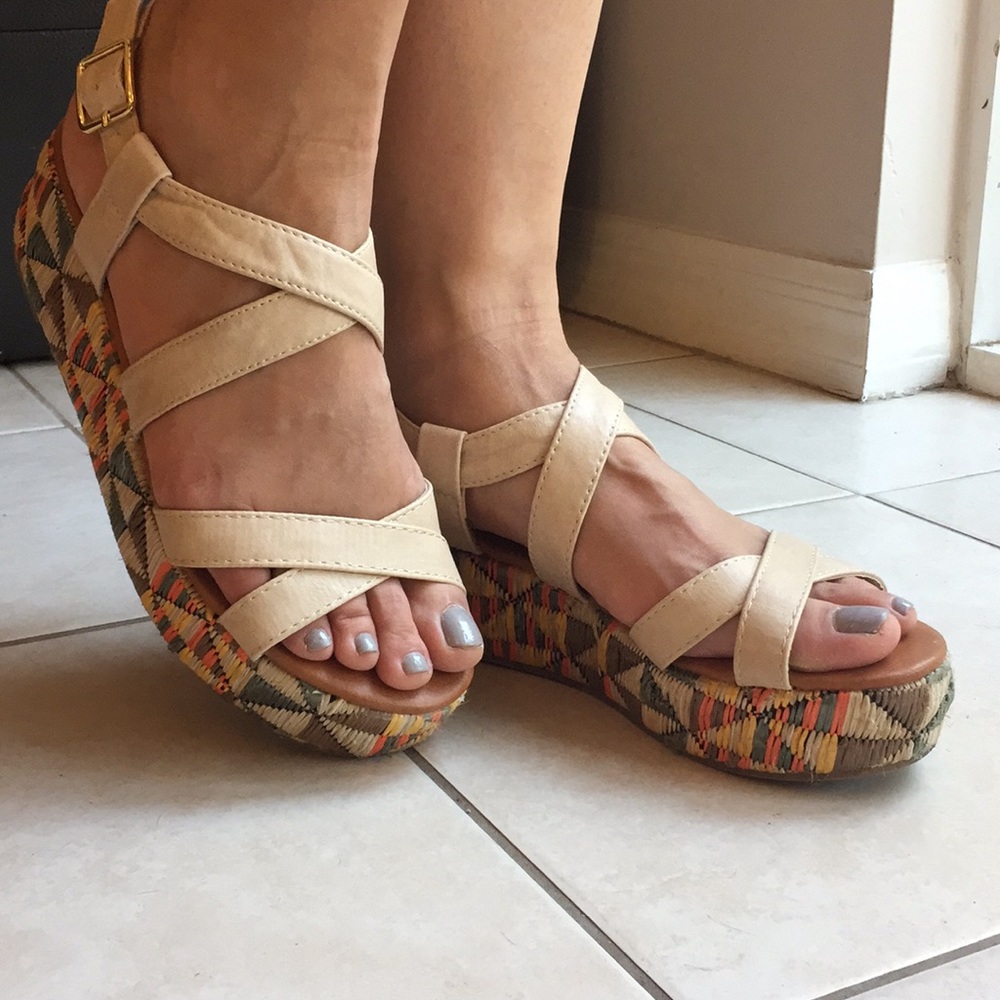 Geo print platform espadrilles